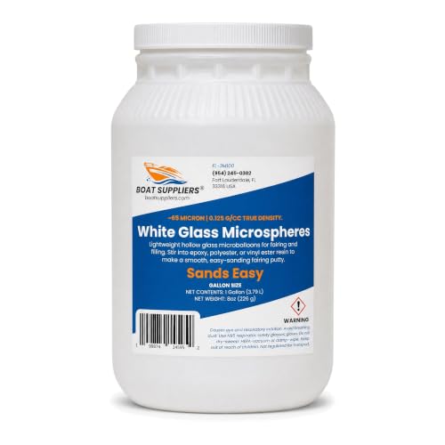 White Glass Microspheres | 1 Gallon | Hollow Glass Bubbles Fairing & Sanding Filler for Epoxy, Polyester & Vinyl Ester Resin | Marine Boat, Surfboard & Composite Repair