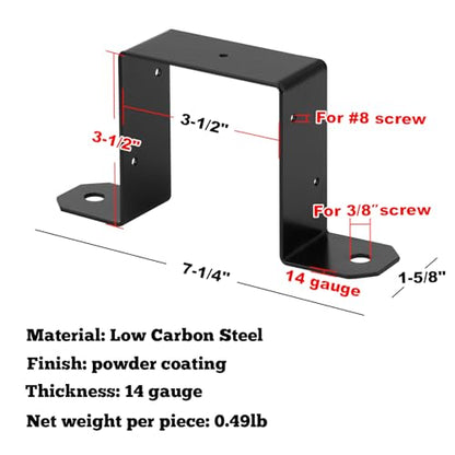 GBGS 8 Pack Deck Post Tie Bracket for 4" x 4",Black