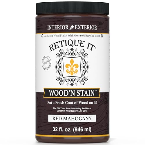 Retique It Wood'n Stain - Gel Stain with Liquid Wood (32 oz (Quart), 93 Red Mahogany) - color: 93 Red Mahogany, size: 32 oz (Quart)