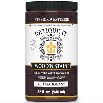 Retique It Wood'n Stain - Gel Stain with Liquid Wood (32 oz (Quart), 93 Red Mahogany) - color: 93 Red Mahogany, size: 32 oz (Quart)