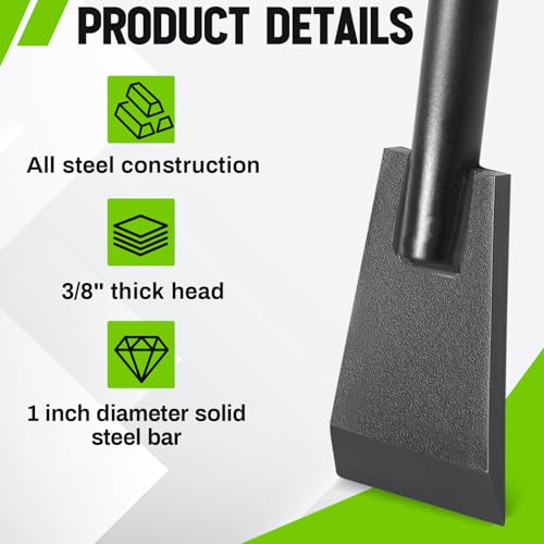 Tamping and Digging Bar Heavy Duty Steel Spud Bars Post Hole Digger Tamping Bar(Shovel Shape,Black,48 Inch) - color: Black, size: 48 Inch, style: Shovel Shape