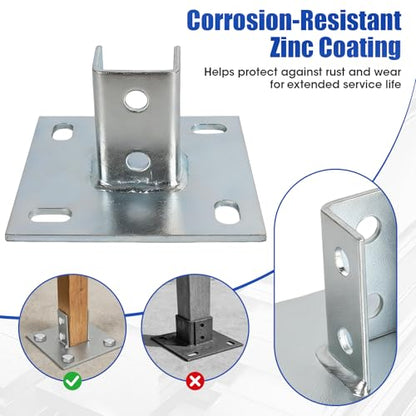 8 Pcs Strut Post Base, 6x6 Post Base Brackets Surface Mount for Posts Deck