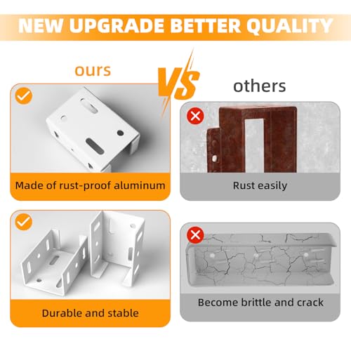 White Aluminum Fence Bracket for Vinyl Fencing,Heavy Duty Metal Replacement for 2.75in Plastic Bracket,Fence Bracket Used for Connecting Panel to Post,Vinyl Fence Parts(8Pcs & 80screws) - color: 8 brackets & 80 screws