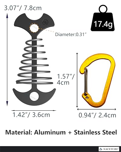 NACETURE Heavy Duty Deck Anchors with Carabiners, 10 Pack Black - color: Black