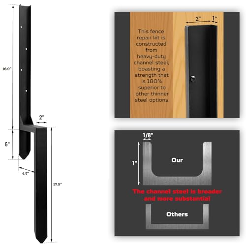 Heavy Duty Fence Post Repair Kit, Anchor Spike, Double-Leg, Set 2 - color: Set 2