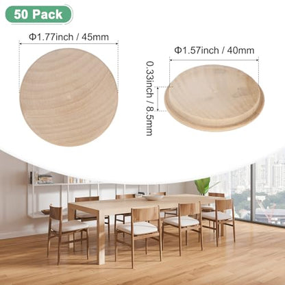 M METERXITY 50-Pack Wood Plugs 45 x 40mm Beech Button Wood Top Plugs - size: 45x40mm