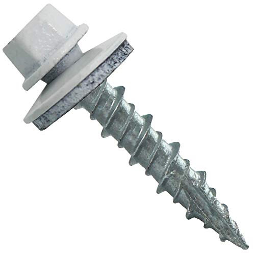 10 x 1 Brite White Metal Roofing Screws - Hex Washer Head- Self-Starting/Tapping - EPDM Washer. 1 Bag - 250 Screws - color: BRITE WHITE, size: 1"