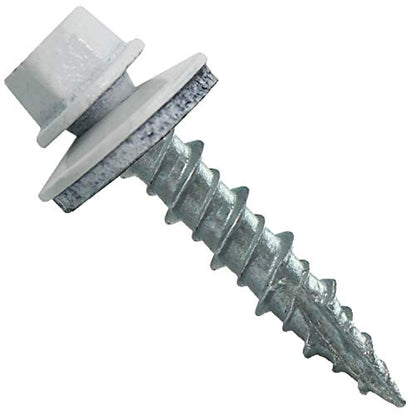10 x 1 Brite White Metal Roofing Screws - Hex Washer Head- Self-Starting/Tapping - EPDM Washer. 1 Bag - 250 Screws - color: BRITE WHITE, size: 1"