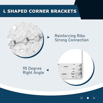 4Pcs L Brackets for Wood Galvanized, Heavy Duty 90 Degree Corner Brace 4.7x2.9x2.9in, Anti-Rust and Reinforcing Right Angle Bracket, 2.8mm Thickness - size: 4.7x2.9x2.9in