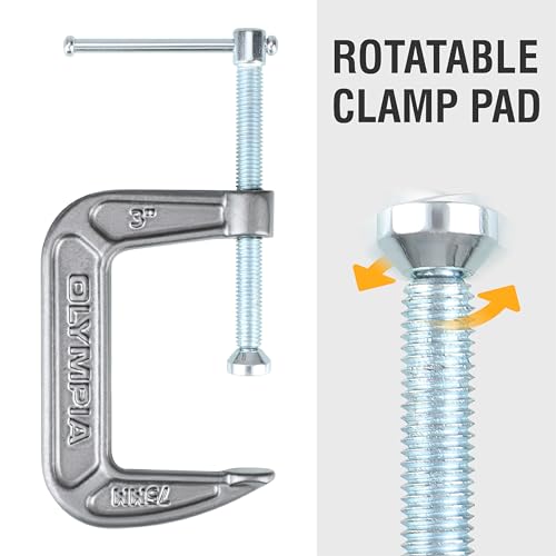 Olympia Tools Heavy Duty Cast Iron C-Clamps with 3-Inch Jaw Opening and 2-Inch Throat, 3 Pack - size: 3inch, style: 3pc 3"