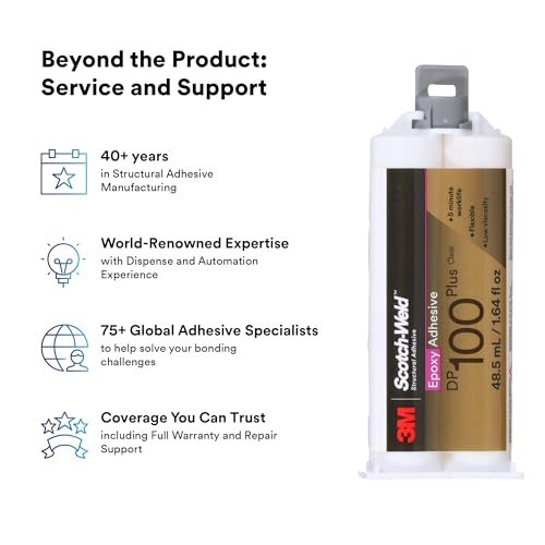 3M Scotch-Weld Epoxy Adhesive DP100 Plus, Clear, 48.5 mL (1.64 fl oz)