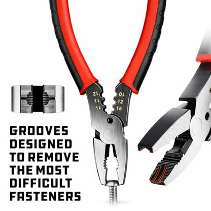 Powerbuilt Stripped Screw Extractor Pliers, 6" Heavy Duty Linesman Plier, Multipurpose Screw Removal Pliers-645028