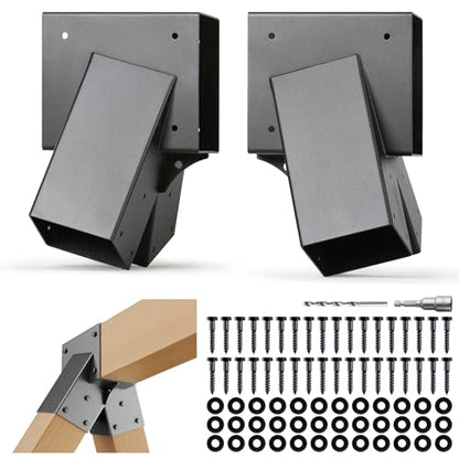 201 Stainless Steel Swing Set Bracket 2pcs A-Frame Brackets with All Mounting Hardware（Black） - color: Black, size: A-Frame Brackets 2pcs