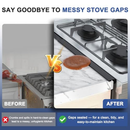 Stove Gap Covers Stainless Steel, Stove Gap Guard Between Stove and Counter - color: Black