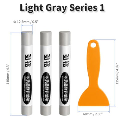 3 Colors Wood Filler Sticks, Light Gray Series 2, with Scraper - color: Light Gray 2 Series