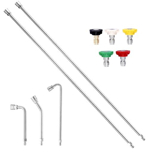 120" Pressure Washer Extension Wand with 5 Nozzle Tips, 4000 PSI - color: Silver-white
