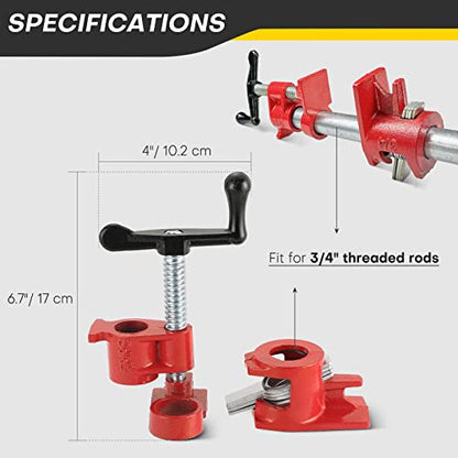 8 Pack 3/4" Wood Gluing Pipe Clamp Set, Pipe Clamps for Woodworking - style: 8 Pack, 3/4"