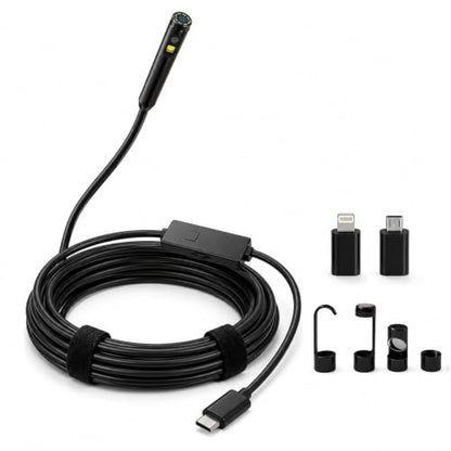 Endoscope Camera with Light 1920P HD Borescope Inspection Camera for Android & iPhone, Semi-Rigid Snake Cable with 8 LEDs, Waterproof for Sewer Pipe Automotive Inspection (2m / 6.56FT, Dual Lens) - size: 2m / 6.56FT
