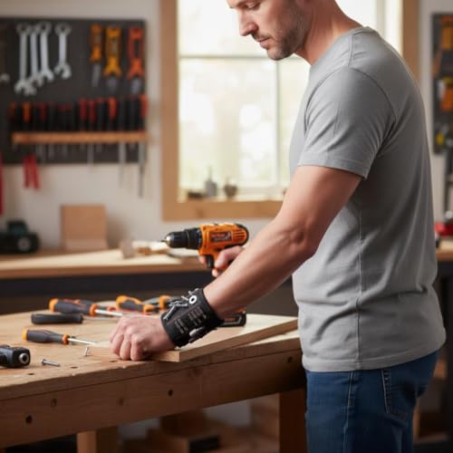Magnetic Wristband 15 Strong Magnets Handyman Tool OS - color: Red