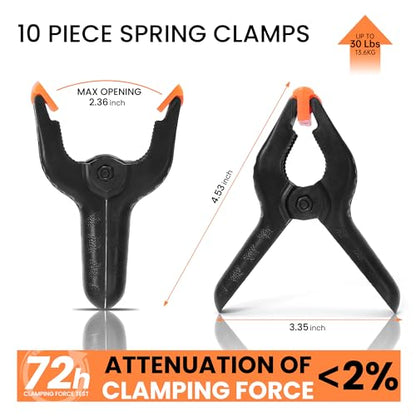 ECY 4.5" Spring Clamps, Heavy Duty Plastic Clamps, 10 Pack - size: 10 Pack,4.5inch