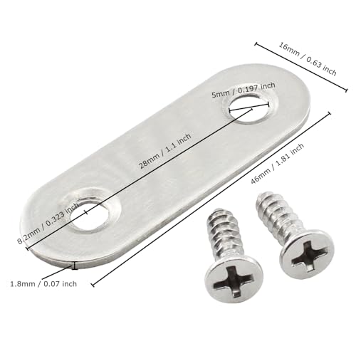 16 Pcs 1.8" Stainless Steel Straight Brackets, Flat Mending Plates - size: 1.8 Inch (46mm x 16mm)