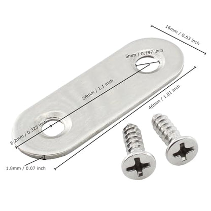 16 Pcs 1.8" Stainless Steel Straight Brackets, Flat Mending Plates - size: 1.8 Inch (46mm x 16mm)