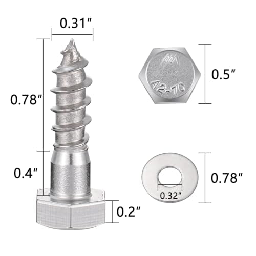 25 Pcs 5/16" x1-1/4 Hex Head Lag Screws for Flower Stands Outdoor - size: 5/16"x1-1/4"
