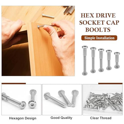 M6 Hex Drive Socket Cap Bolt Kit, Silver, 30 Sets - color: Silver, size: M6x16/25/35/45/55mm