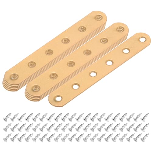 M METERXITY 10-Pack Flat Straight Brackets 4.53x0.71in, Gold - color: Gold, size: 115mm