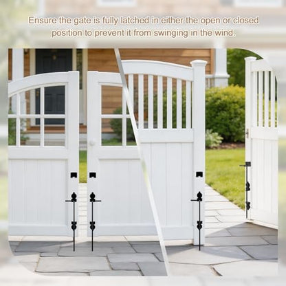 24" Cane Bolt Heavy Duty Drop Rod Gate Stopper Hardware, Gate Ground Latch for Wooden Fences Metal Gates Doors, Gate Drop Pin for Holding Gate to The Ground, Black Finish(2 Pack) - size: 24 Inch
