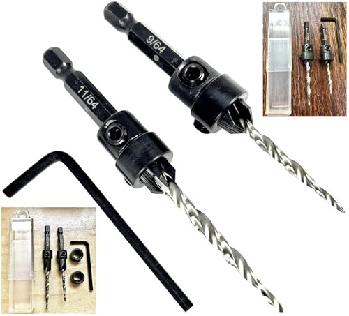 FTG USA #6 (9/64") #8 (11/64") Tapered Countersink Drill Bit Set with Stop - size: #6#8, style: Assorted 2 Pc