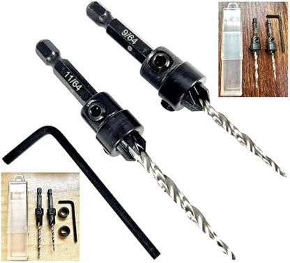 FTG USA #6 (9/64") #8 (11/64") Tapered Countersink Drill Bit Set with Stop - size: #6#8, style: Assorted 2 Pc