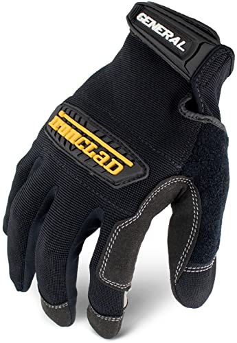 Ironclad General Utility Work Gloves GUG, All-Purpose, Performance Fit, Durable, Machine Washable (1 Pair) Black - size: Medium (Pack of 1)