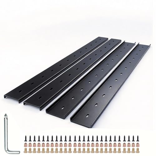 C Channel Steel Support Metal Support Bracing Hidden C Bracket for Table Top Live Edge Slab Woodworking, Black Coat Finish, 6 Holes (4 Pack 32 Inch) - size: 32 Inch, style: 4 PACK 1