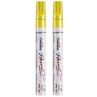 Overseas Yellow Paint Pens Permanent Markers, 2 Oil Based Paint Makrers - color: Yellow
