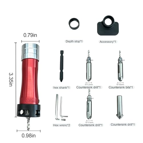 10 PCS Countersink Drill Bit Set – 82° Countersink Drill Bit and Adjustable Depth Stop Collar,4 Pcs 5/16", 2/5" Dual-Blade HSS Bits for Wood, Aluminum, Plastic, MDF, and Deck Installation