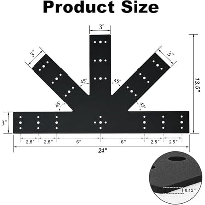 2pcs 24"x13.5" Gable Plate Black, 12:12 Pitch