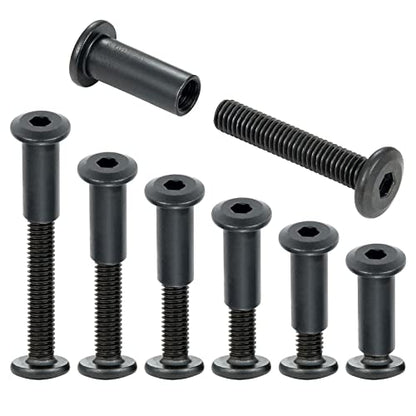 40 Sets Black Furniture Connector Bolts M6x35mm Binding Screws for Wood - color: M6x35mm-Black-D