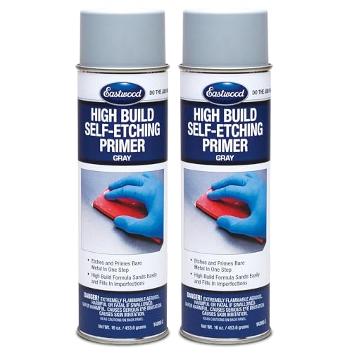 Eastwood High Build Self Etching Primer Gray Aerosol for Bare Metal Acid-Etching Formula 16 oz. | 2 Pack