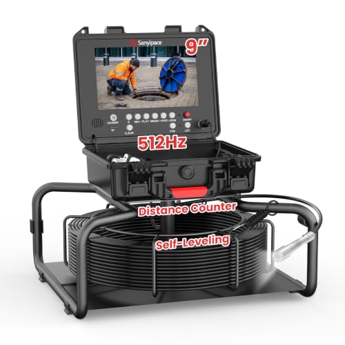 Sanyipace Sewer Camera with 512Hz, Self-Leveling,Distance Counter,100FT/7MM - size: 100FT/30M