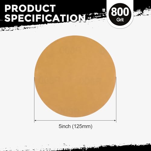25Pcs Sanding Discs 5In 800Grit Hook and Loop Sandpapers Yellow - color: Yellow, size: 5 Inch(800 Grit)