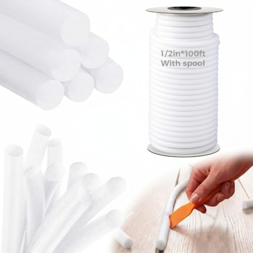 MotiMind Foam Backer Rod for Gap, 1/2 Inch X 100 ft, White, 1 Roll - color: White, size: 1/2 Inch X 100 ft