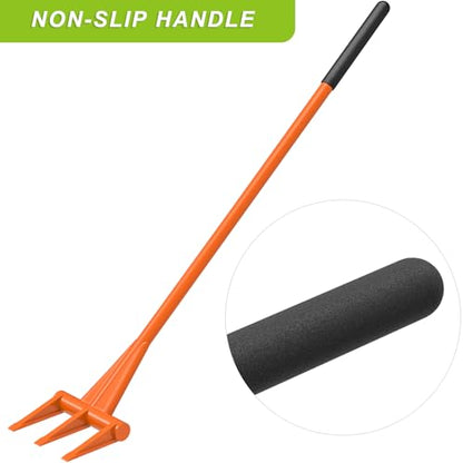 Dolibest 56'' Demo Bar, Heavy Duty 3-Tine Wrecking Bar with Ergonomic Handle for Efficient Wooden Demolition and Renovation, All-Steel Construction - color: 3-tine 56''-b