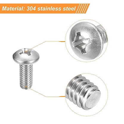 uxcell 5/16-18x3/4 Pan Head Machine Screws, 304 Stainless Steel 18-8 Screw, Phillips Drive, Fully Threaded, Bright Finish, Pack of 10 - size: 5/16-18x3/4"