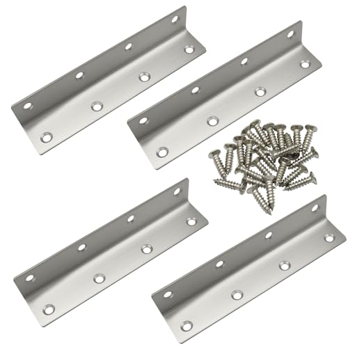 4 Pcs Corner Brace Angle Bracket, 5.5"x 1", Stainless Steel - size: silver,5.5"x 1"