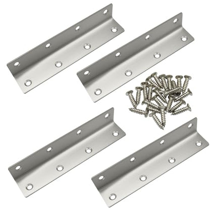 4 Pcs Corner Brace Angle Bracket, 5.5"x 1", Stainless Steel - size: silver,5.5"x 1"