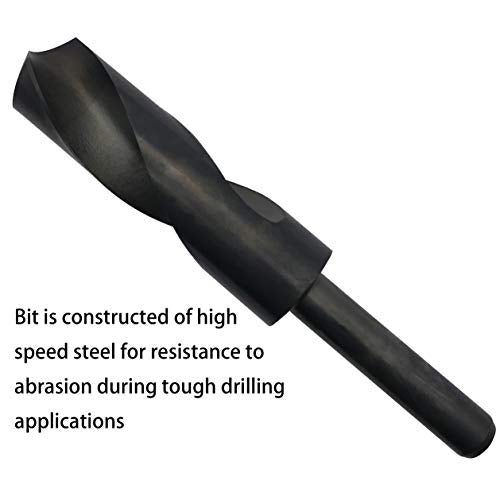 25mm(63/64-Inch) Reduced Shank Drill Bit, 1/2” Shank High Speed Steel Twist Drill Bit HSS-9341 for Aluminum Plate Copper Wood Stainless Steel - size: 25mm