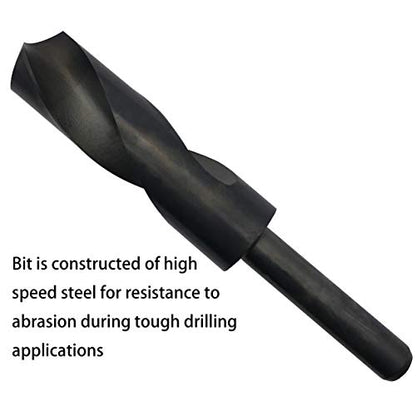 25mm(63/64-Inch) Reduced Shank Drill Bit, 1/2” Shank High Speed Steel Twist Drill Bit HSS-9341 for Aluminum Plate Copper Wood Stainless Steel - size: 25mm