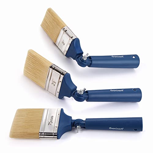 Genixart Extendable Paint Brushes, Wood Stain Brush Set for Fence, 3 Pack