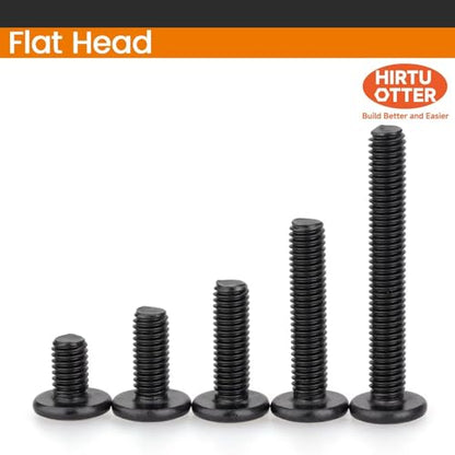 M3 x 8mm 50 Pcs Flat Round Head Hex Socket Cap Screws, 304 Stainless Steel Bolts, Fully Threaded, Black Oxide Finish, Furniture, DIY, 3D Printing - size: M3 x 8mm-50 PCS